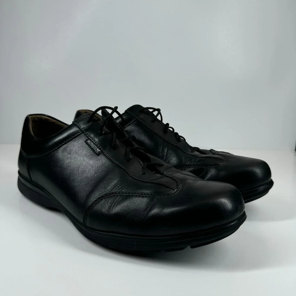 Mephisto Leonzio Men's US 11.5 Black Leather Comfort Lace-Up Oxford Walking Shoe